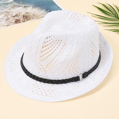 Summer Straw Hat Hollowed Out Woven Retro Jazz Hat for Men and Women, British Beach Breathable Sunshade Hat, Cowboy Hat