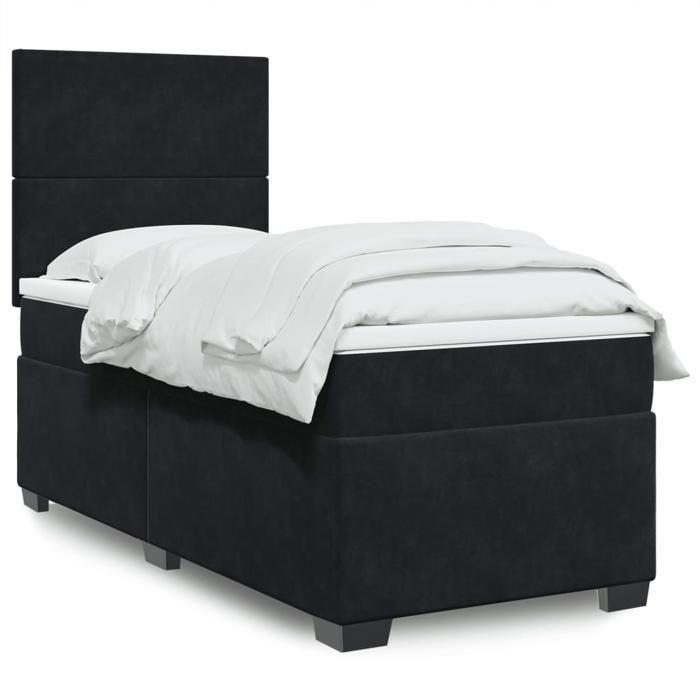 VidaXL Sommier à lattes de lit avec matelas Noir 90x190 cm Velours 3290782