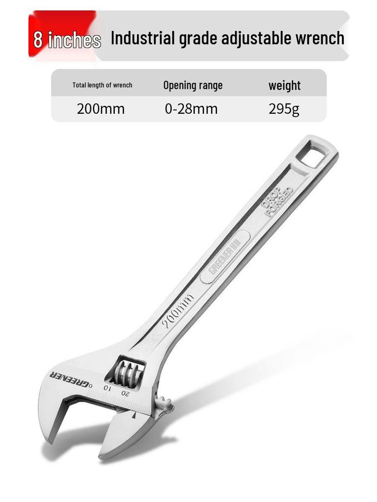 Multifunctional Large Opening Adjustable Wrench - Compact Hardware Tool