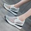 New embroidered wedge heel single shoes mesh breathable rhinestone muffin platform casual fashion women's shoes