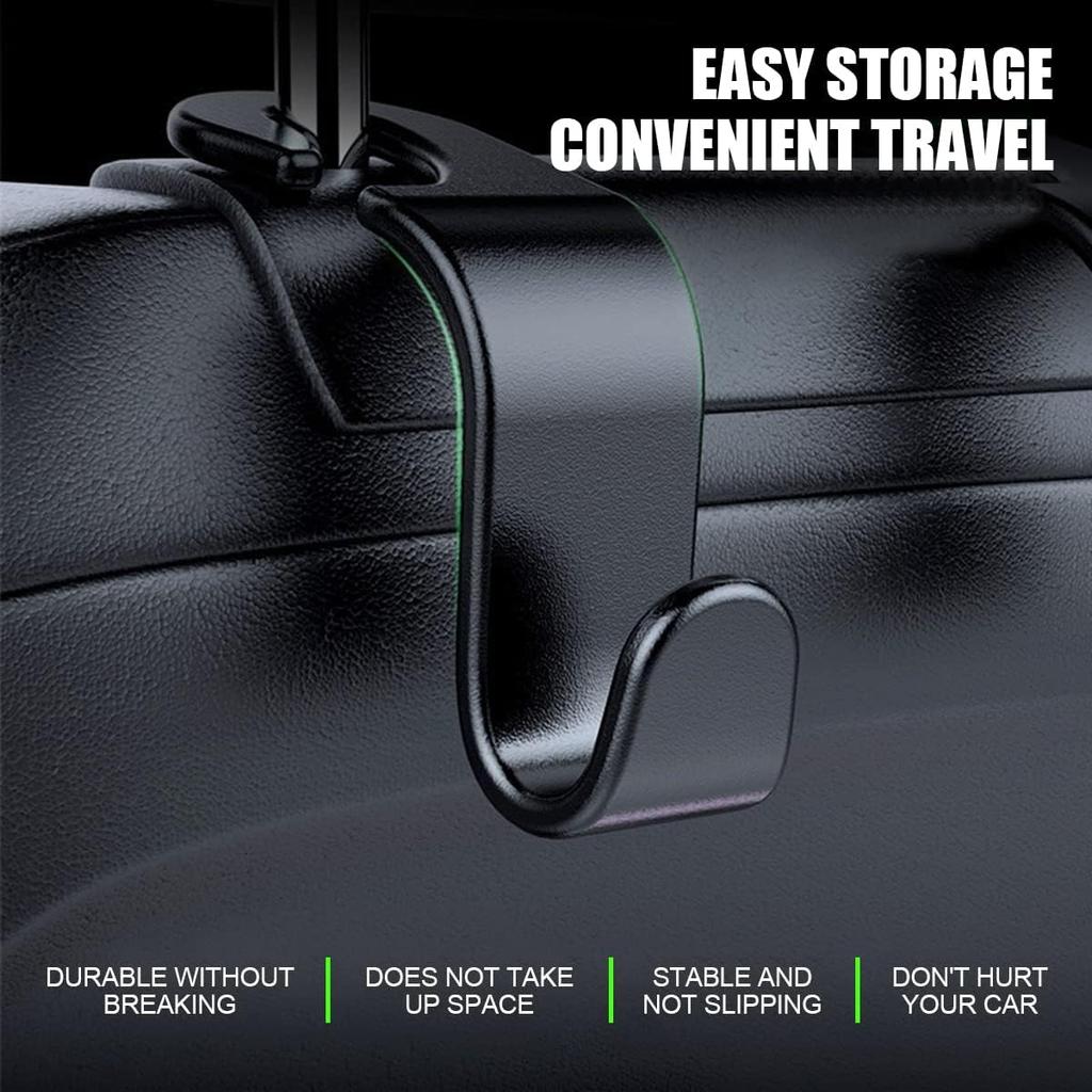 Car Back Seat Headrest Hooks, 4 Pack Black Stylish Back Seat Hanger For Car Handbag Clothes Coats Grocery Bags, Car Interior Accessories (Black2)