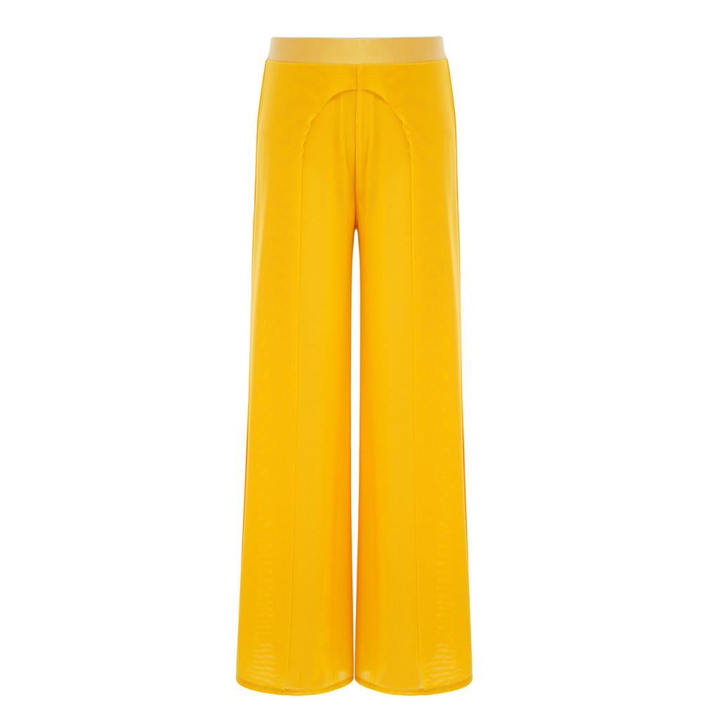 Kids Girls Performance Dance Pants: Elastic Waistband Wide-Leg Mesh with Built-In Briefs for Lyrical Competition