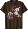 Bigfoot Riding Unicorn Funny Men Women Sasquatch Vintage T-Shirt Y2k Hunting, Camping, Hiking Graphic Saying Tee Novelty Apparel