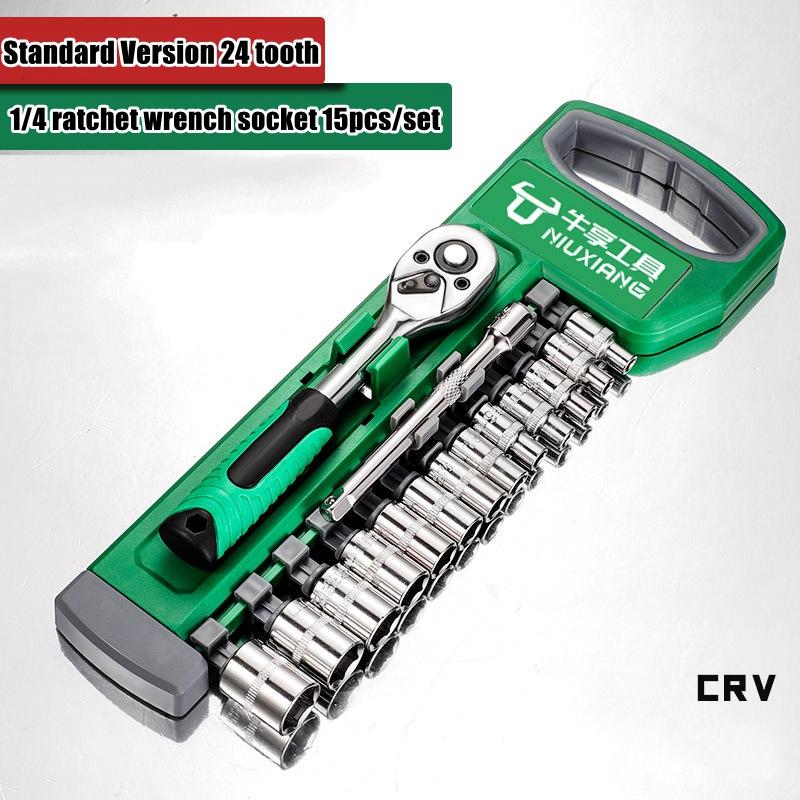 Drive Socket Set 1/4"-3/8"-1/2",CR-V Metric and Imperial Sockets with Quick-Release Ratchet Wrench,pro model 72 teeth, Sockets