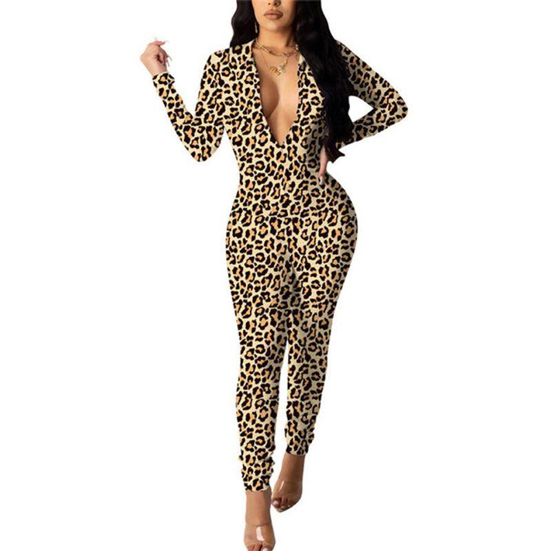 

Printed Long Sleeve Slim Zip Jumpsuit Print Long Sleeves Slim-Fit Zipper Jumpsuit C XL
