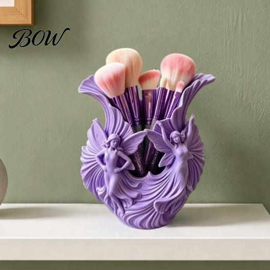 Unique Housewarming Gift Idea 3D Printed Pen Holder, Fairies Desktop Organizer for Pens, Pencils, Makeup Brushes, Dreamy Fairy Tabletop Ornament