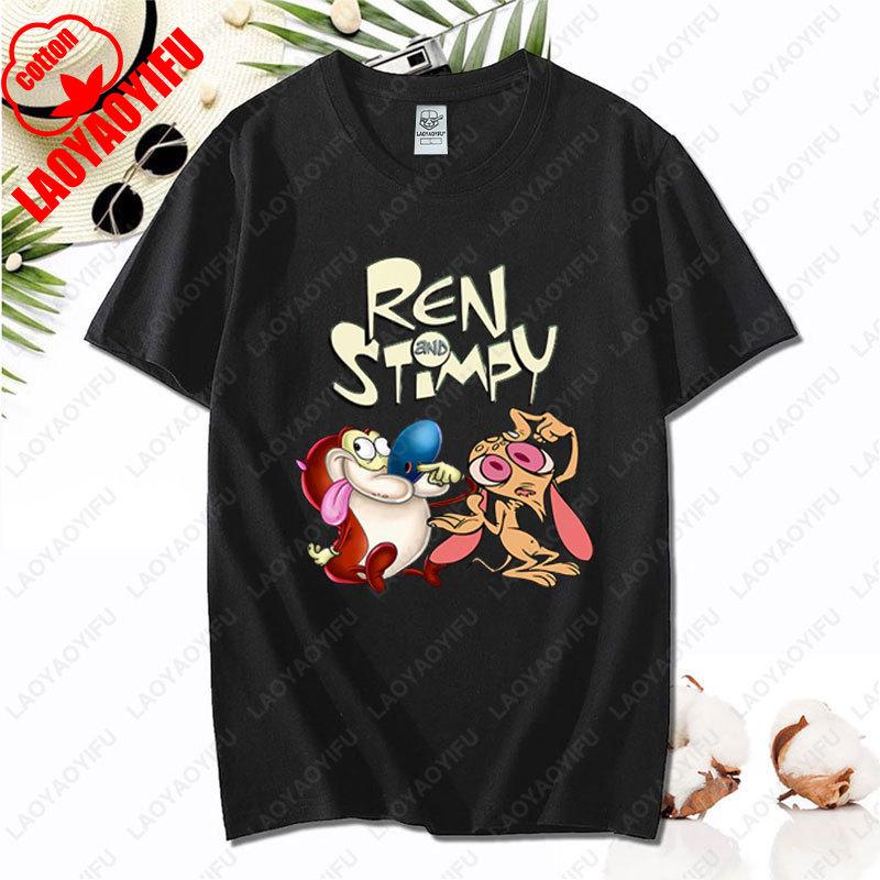 90s Ren Stimpy Show Nickelodeon Nicktoons Dial Cartoon Tshirt Vintage Classic Fashion Streetwear Cotton All Match Unisex Tees