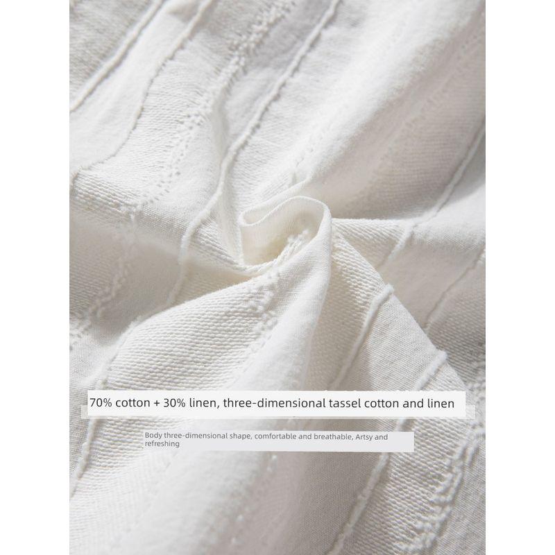Cotton and Linen Breathable Three-Dimensional Tassel Casual Short-Sleeved Shirt