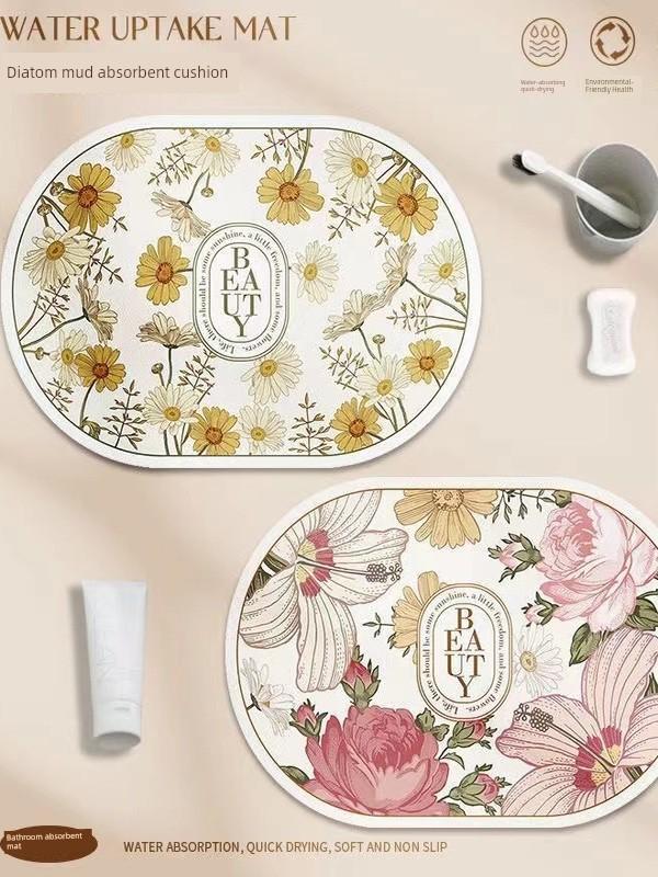 Bathroom Floor Mat Absorbent Quick-Drying Diatom Mud Non-Slip Shower Room Toilet Floor Mat Easy To Care Bathroom Toilet Mat