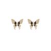 New asymmetric women's black butterfly earrings geometric statement dangle earing