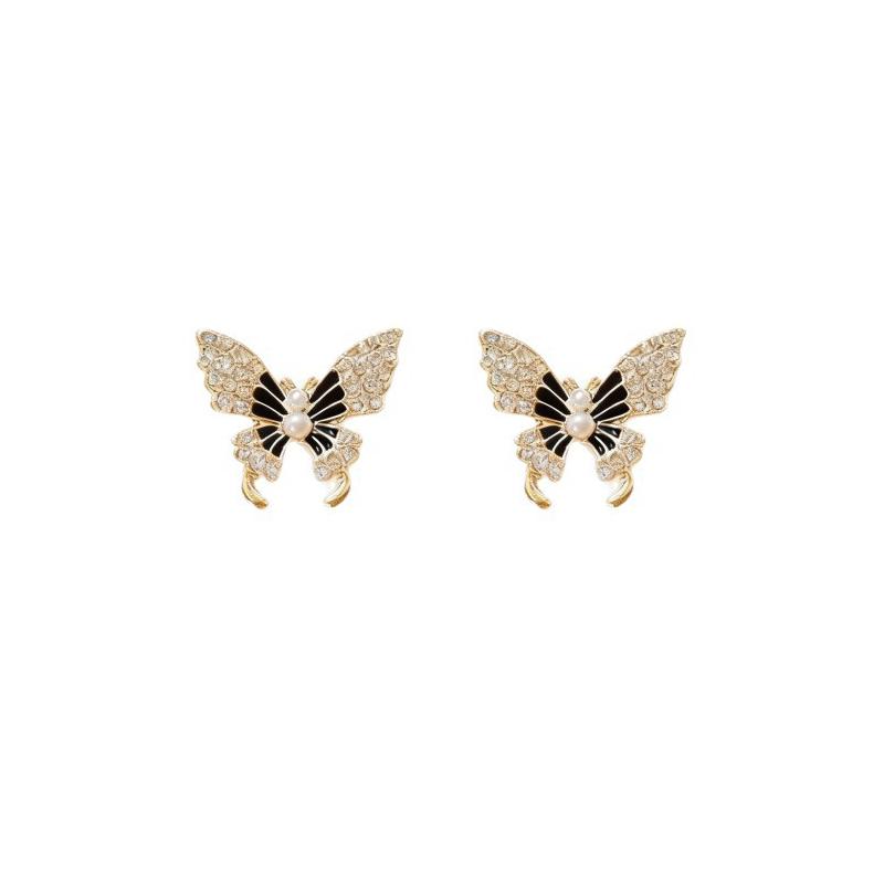 New asymmetric women's black butterfly earrings geometric statement dangle earing