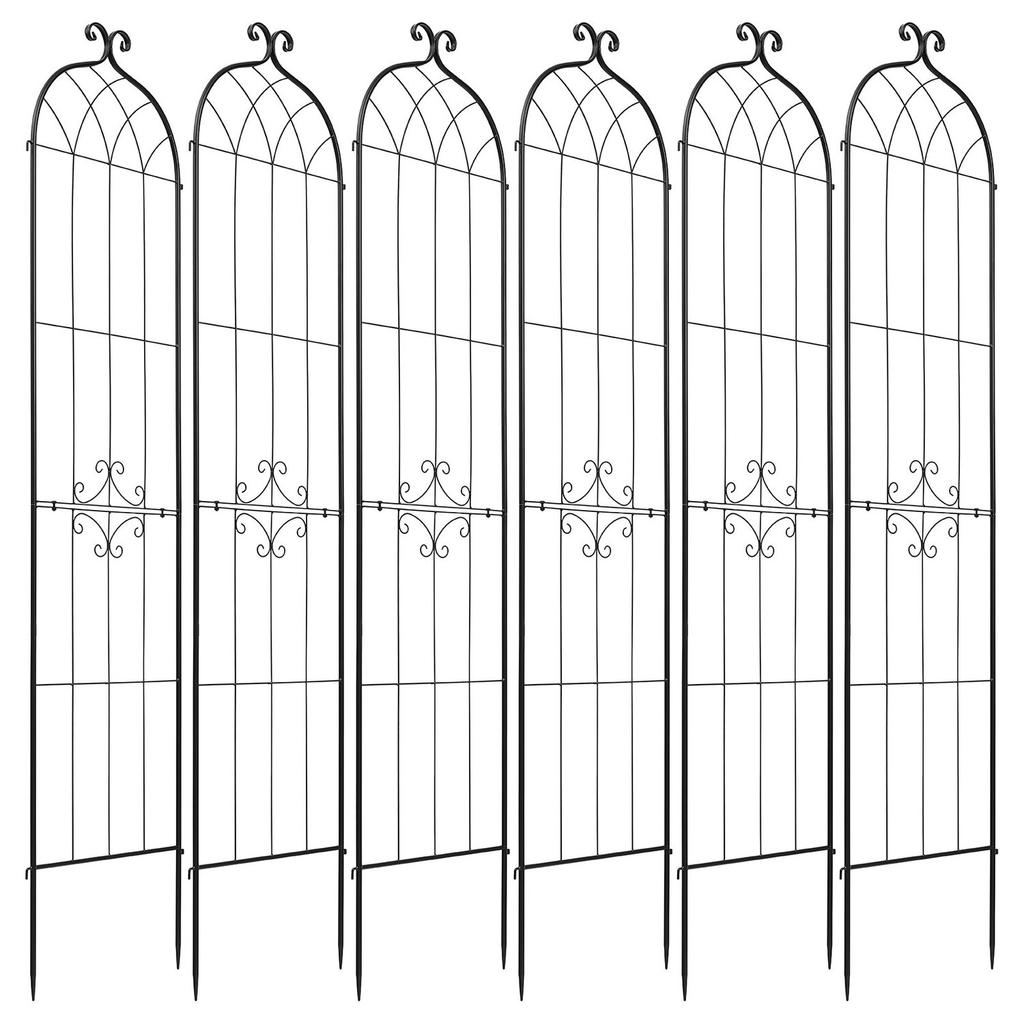 Garden Trellis, 220 x 52.5 cm Rose Trellis, 6 Packs Garden Flower Rose Trellises with Powder-Coated Finish & Convenient Locking Design, Plant Support