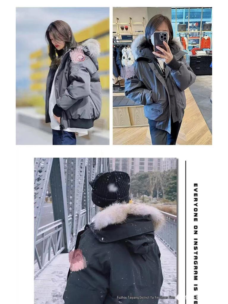 Winter Pure Canada Goose Down Bomber Jacket Putin Style Unisex White Duck Cold-Proof