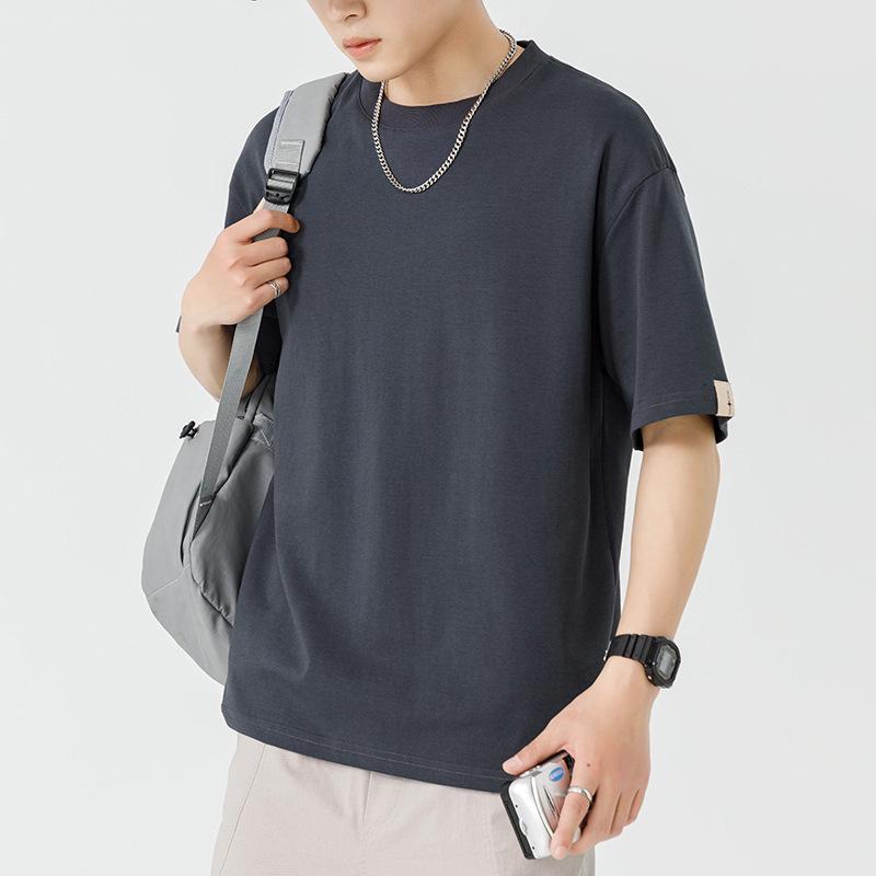 Men's Loose Fit Minimalist Crew Neck Solid T-Shirt, Summer Short Sleeve