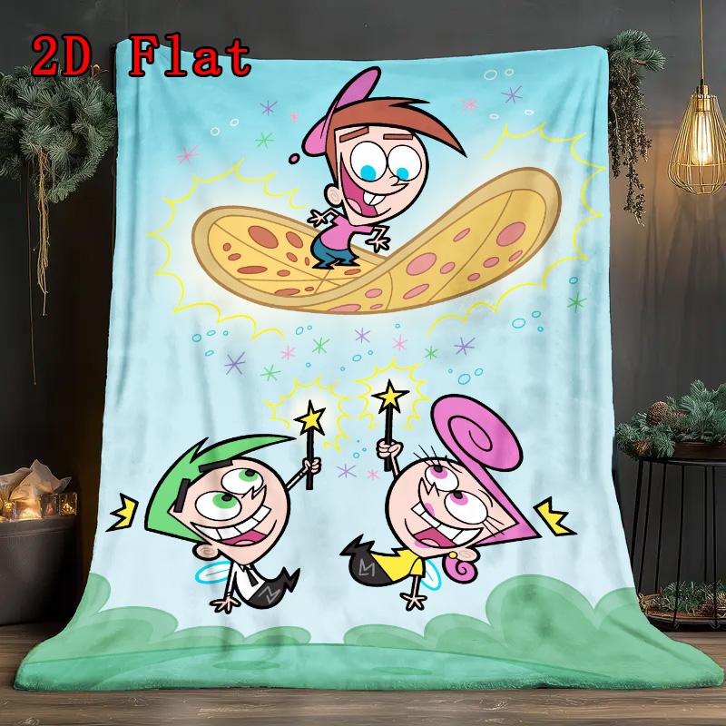 Fairly OddParents 2D Flat Pattern Flannel Blanket High Quality All Seasons Warmth and Comfort Perfect for Christmas Gifts.PMT0914136