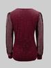 European Style V-Neck Long Sleeve Mesh T-Shirt