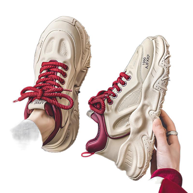 Putian's new breathable sports and leisure spring and autumn Hong Kong style thick-soled summer heightening dad shoes