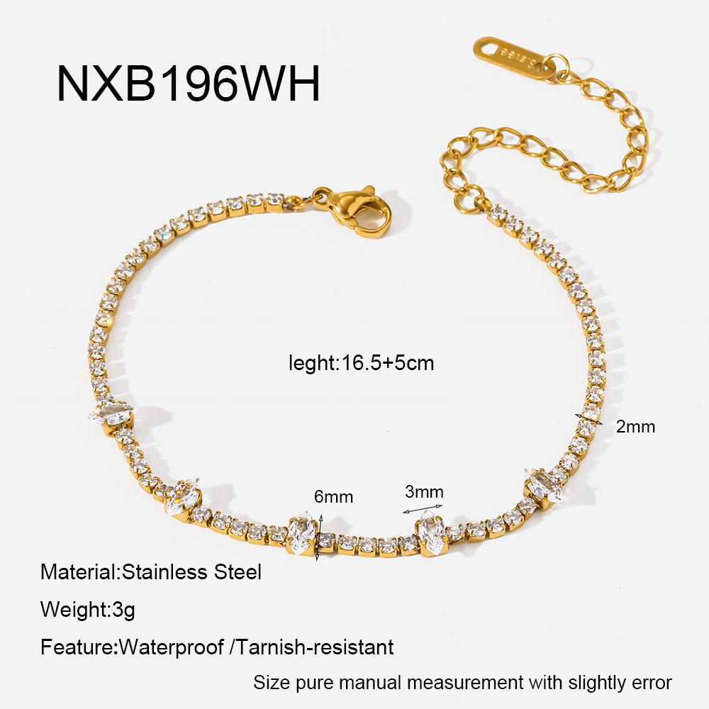 Vibrant Multicolor Baguette Zircon Tennis Bracelet Gold Plated Stainless Steel Chain Women Sparkling Bracelet
