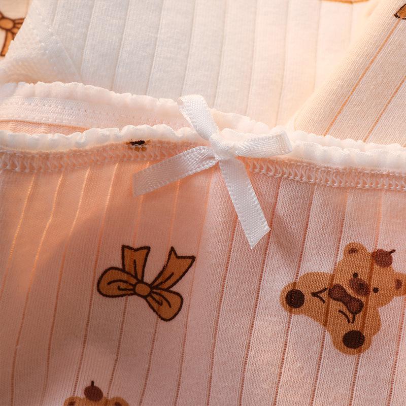 Female Spring and Autumn Bear Pure Cotton Comfortable Lace Edge Cute Student Underwear