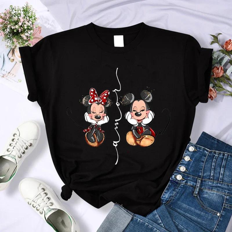 90s Mickey Print Tshirts for Women Fashion Minnie Mouse T Shirt Streetwear FeUnisex Clothes Disney Tshirt