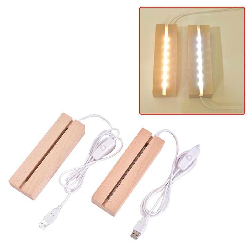 Holz LED Lampensockel USB-Kabel Schalter Nachtlicht 3D LED Nachtlampensockel