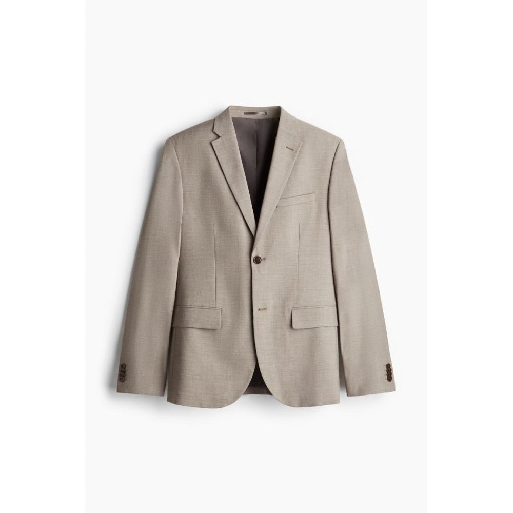 H M sliM Fit Jacket Dark Beige
