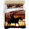 Běžící Cválající Kůň Hnědé Zvíře 3dílná Ložní Souprava Do Ložnice Dvojlůžko Domácí Textil Povlak na Přikrývku Prošívaný Povlak na Polštář