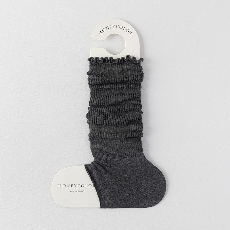 Sock Cover Women's Vertical Striped Mesh Breathable Leg Cover Versatile Pile Socks Solid Lace Calf Socks