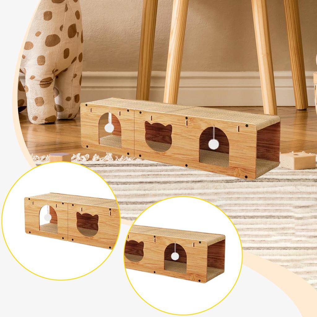 Tunnel with Scratch Pad And Interactive Ball for Home Cats