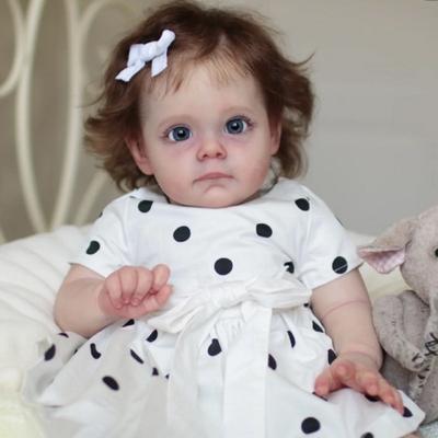 24'' 60cm Mooie Reborn Poppen Maggi Zacht Stoffen Lichaam Levensechte Prinses Simulatie Baby Pop met Handgemaakt Geworteld Krullend Haar Babypoppen Echte Look Speelgoed