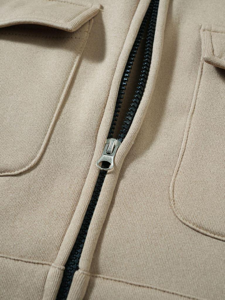 Men's Multi-Pocket Zip-Up Hooded Cardigan: European/American Style, Loose Fit, Stand Collar, Perfect for Spring, Autumn, Winter.