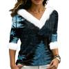 Women's Christmas V-Neck Top Elegant Cut for Party Date and Casual Wear