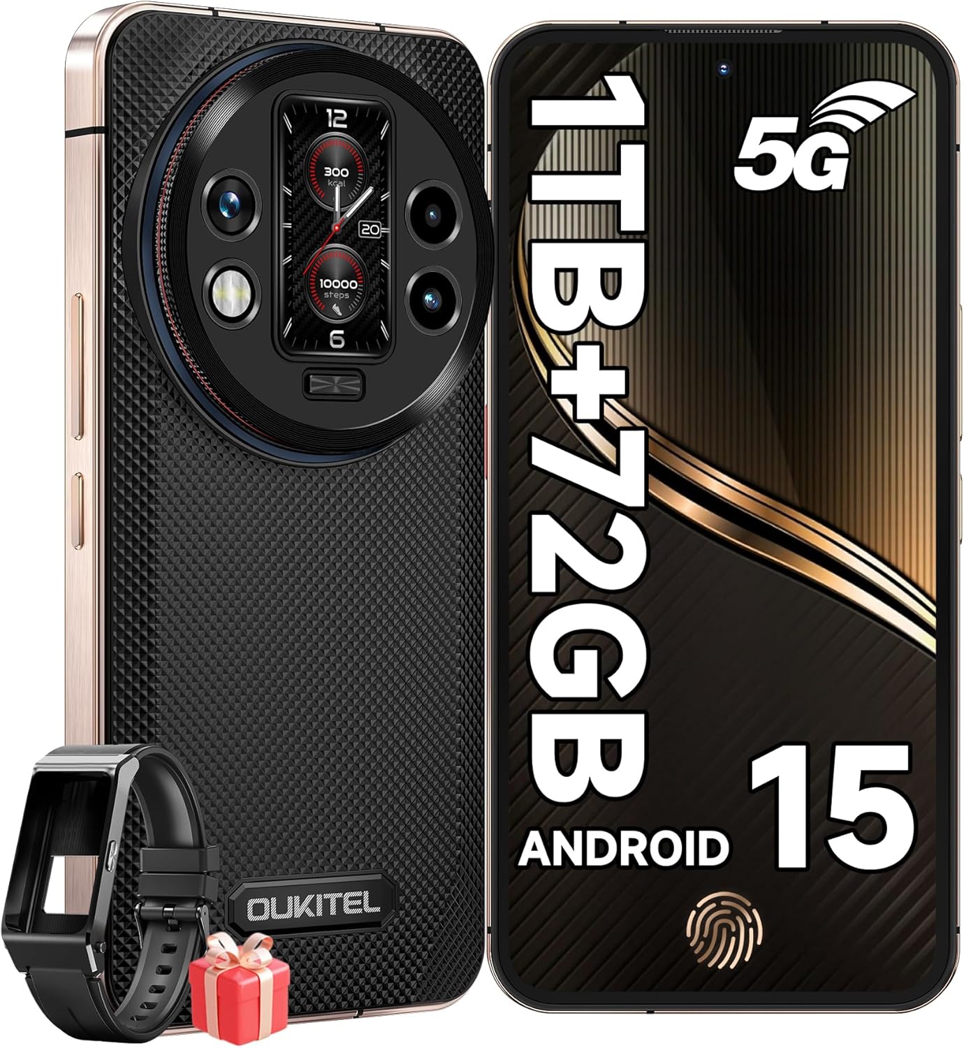 

Мобільний телефон OUKITEL WP200 Pro 5G 72 ГБ+1 ТБ 6,7 FHD+ 8800 мАг 108 МП Android 15 NFC GPS з навушниками/смарт-годинником чорний