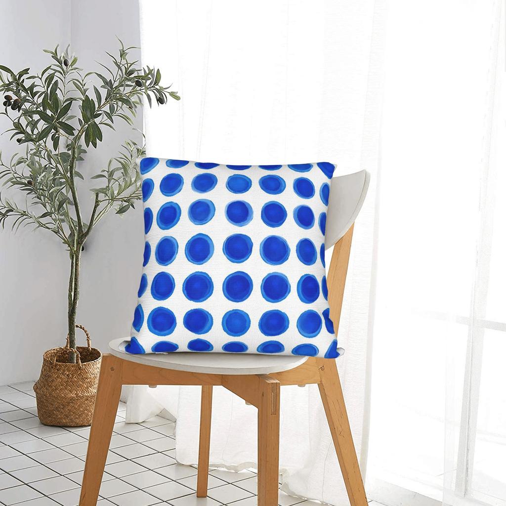 Abstract Blue Ink Dots Pillowcase Cushion Cover Decorations Geometric Ink Blue Throw Pillow Case Cover Home Zipper 18'