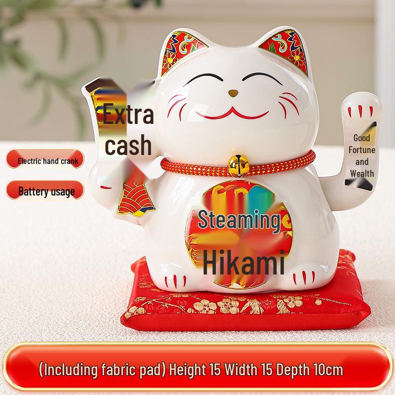 Large Waving Hand Lucky Cat Ornament - Cashier Desk Home Decor Gift
