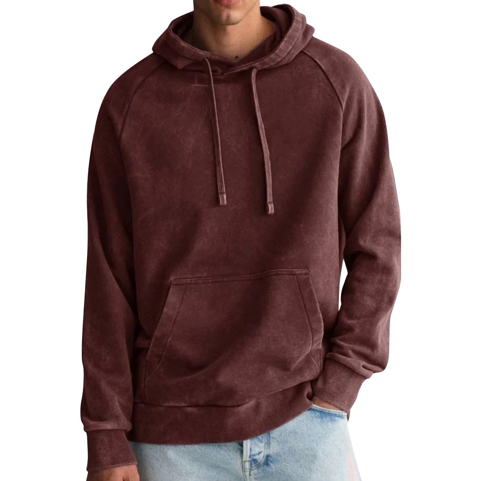 

Men s Solid Color Washed Raglan Sleeve Pocket Wweatshirt Hoodie Men s Sports Large Size Casual Sweatshirt XL