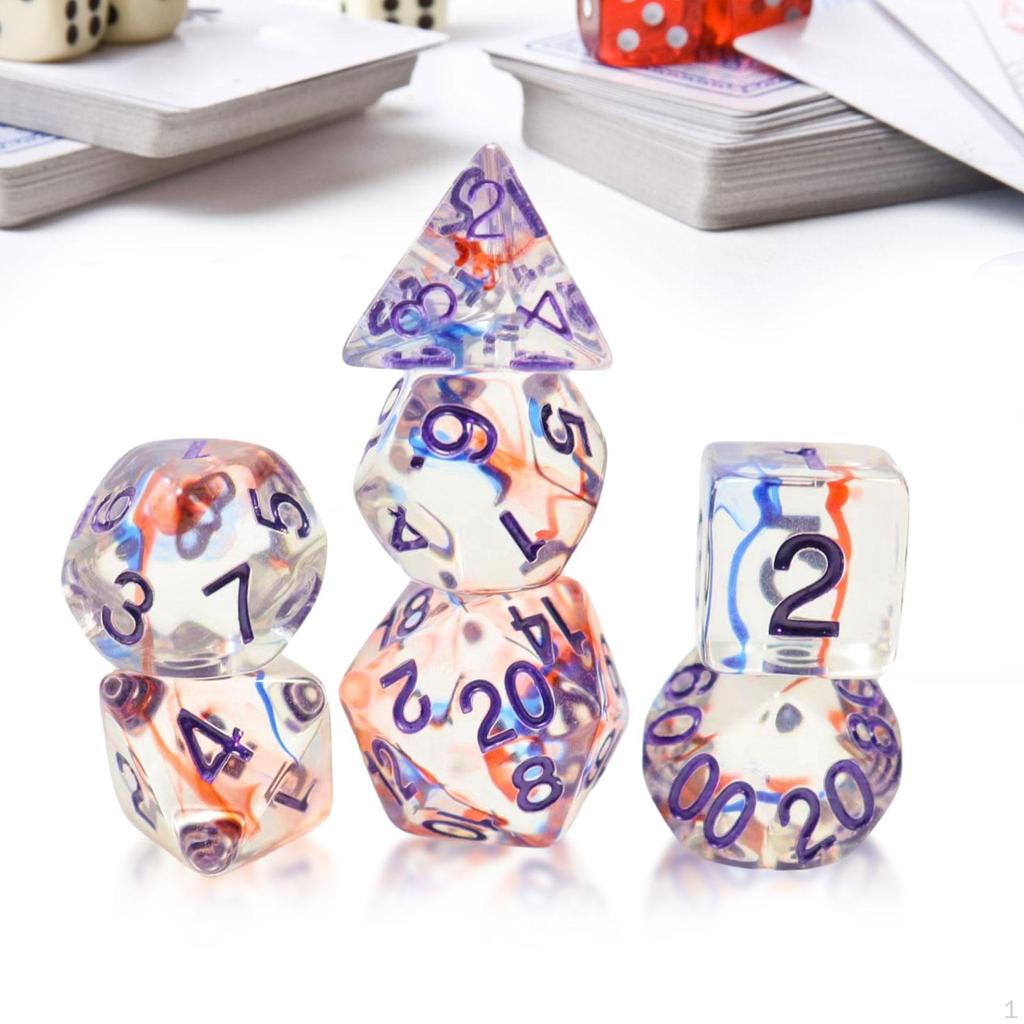 7 Pieces Multi Sided Game Dices, Dice Set, Dices Polyhedral for Bar