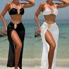2026 Solid Color Metal Oyster Buckle Three-piece Tube Top Swimsuit Bikini