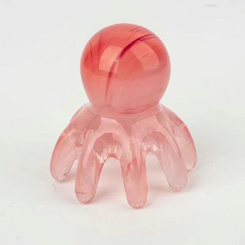 Resin Octopus Massage Comb Head Meridian Scraping Scalp Massage Brush Acupuncture Gua Sha Massage Comb Fatigue Relief Massage