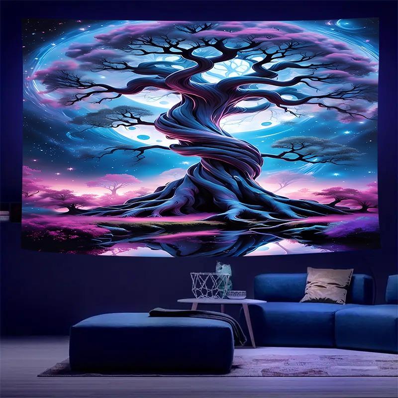 Ultraviolet Bubble Giant Tree Luminous Tapestry, Indoor Mood To Create Atmosphere, Psychedelic Luminous Art, Bedroom Decoration