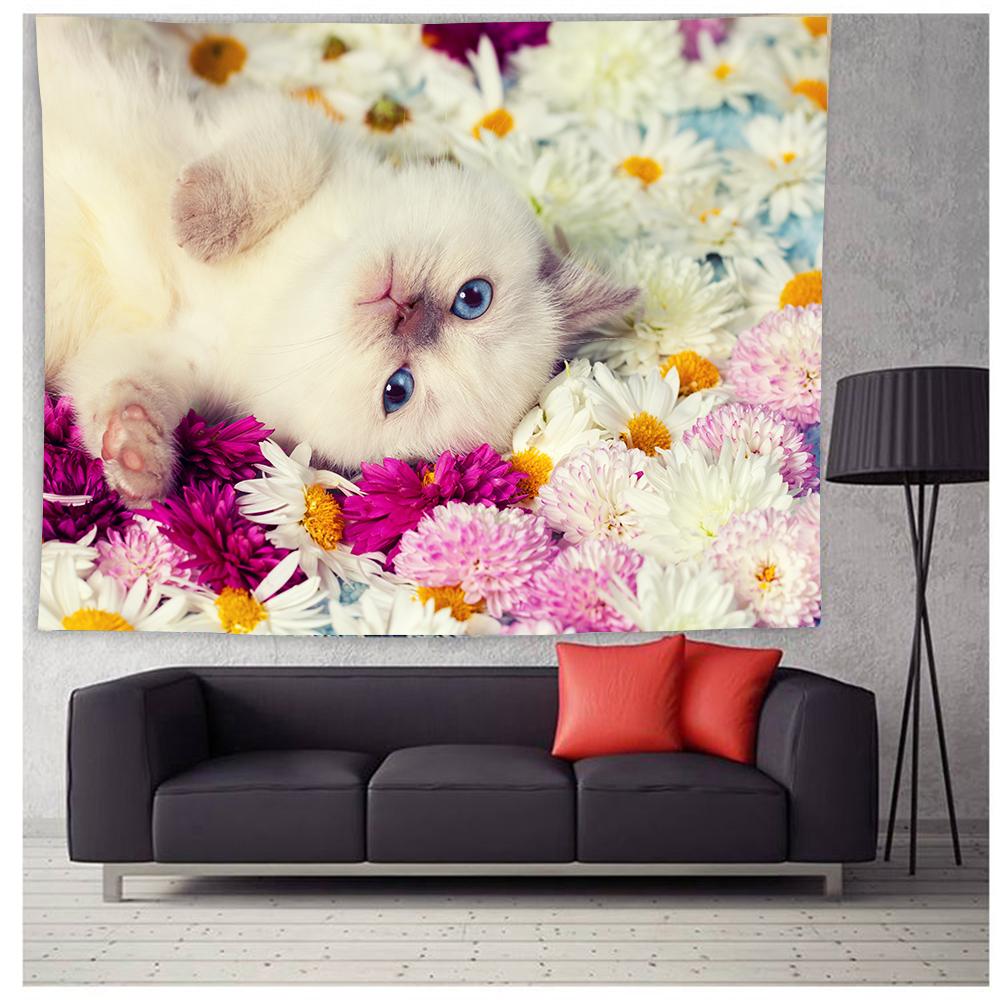 Kedi duvar halısı Peyzaj Goblen Duvar Asılı Trippy Duvar Sanat Goblen Yatak Odası Oturma Odası Ev Dekor için