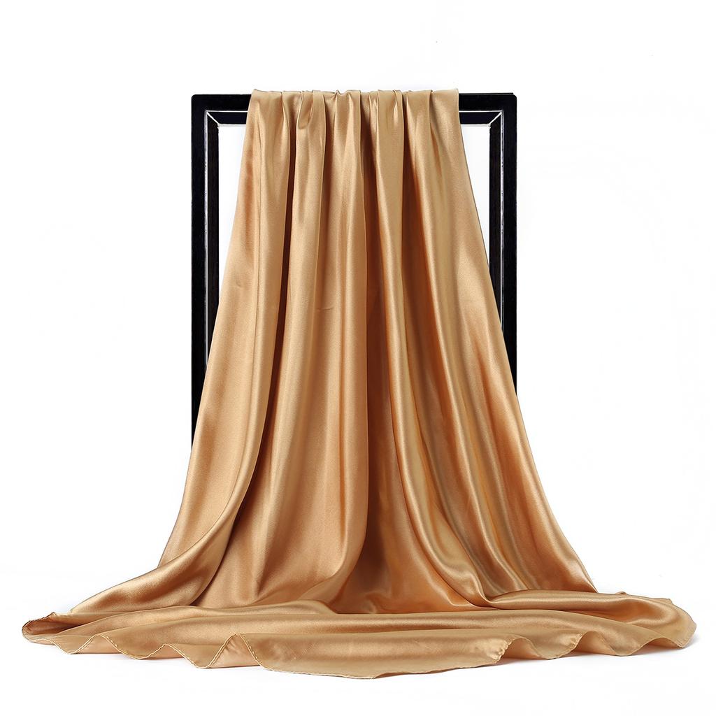 Luxury Brand Silk Scarf Women Satin Solid Color Hijab Scarves Muslim Pareo Bandana Female Shawl Wrap Headband Foulard 90*90cm