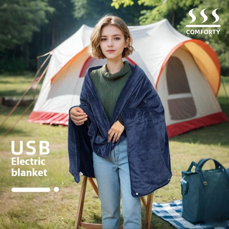 Outdoor Powerbank Heizwolledecke Büro Mittagspause Siesta Samt Warmer Heizschal Elektrische Decke