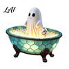 Creative Niche Gift for Collectors Ghost Bubble Bath Lamp Cute Night Light Halloween Decor Decorative Hand Painted Resin Figurine & Puppy