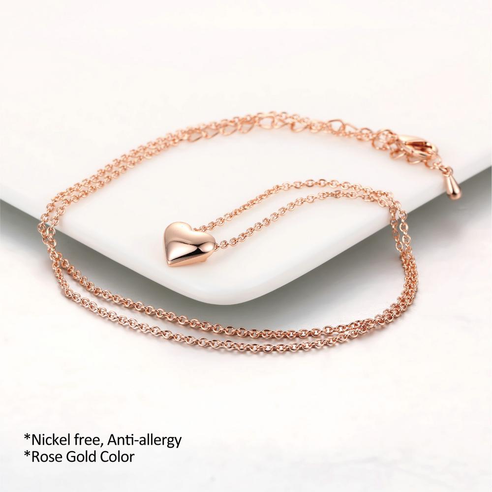 Love Cute Metal Heart Chain Necklace & Pendant For Women/Female Rose Gold Simple Jewelry Gift DWN099