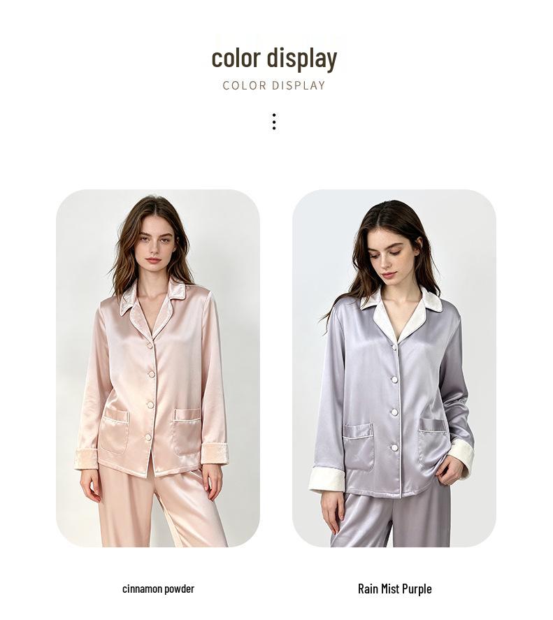 2026 Autumn/Winter Women's Heavyweight Silk Velvet Pajama Set - 100% Mulberry Silk, Long Sleeve & Pants.