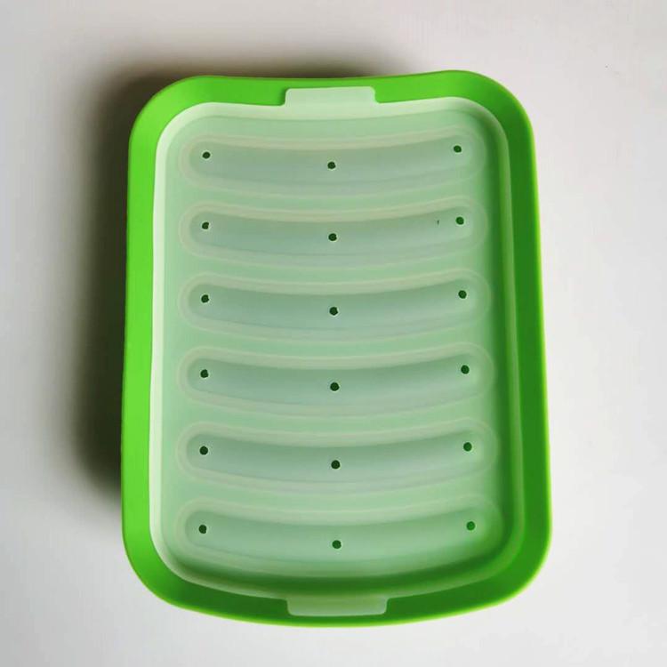 In-Stock Silicone Sausage Mold: DIY Six-Cavity Hot Dog Maker with Lid - Ideal for Baking.