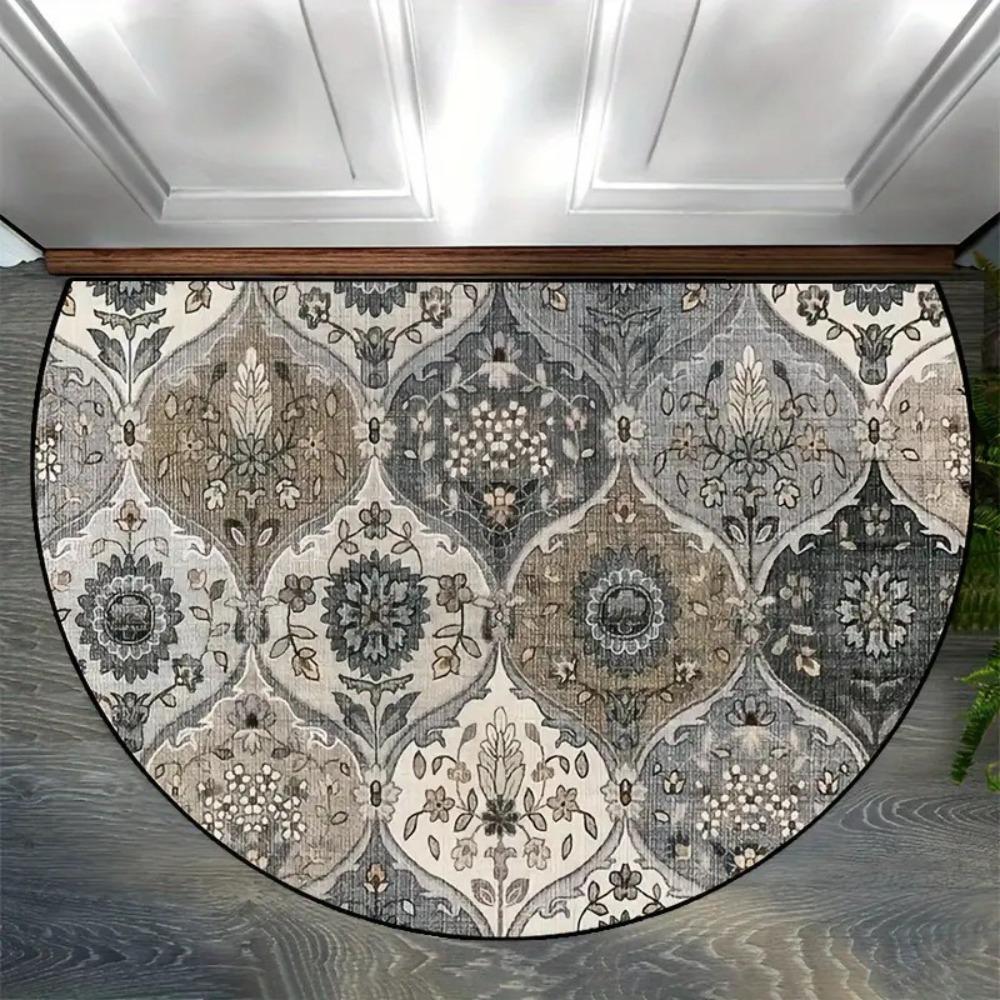 Boho Half Round Doormat Floral Pattern Floor Mat High Quality Welcome Rugs  Indoor Outdoor