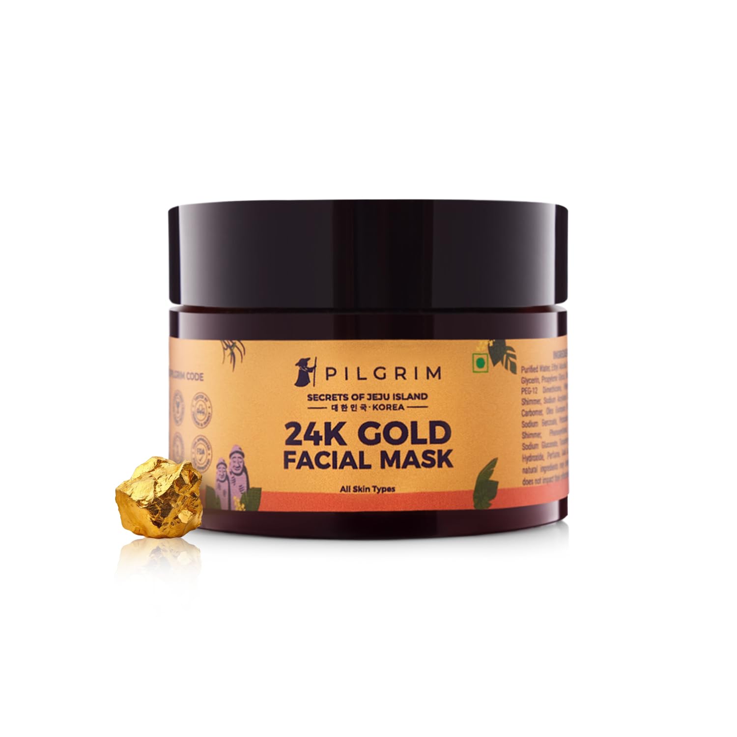 

Pilgrim 24K Gold Face Mask 50 gm Pack of 1 for Glowing Skin Hydrating Radiance Boosting Collagen
