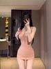 Spice Girl Yellow Lace-up Suspender Dress Summer Small Man Pure Desire Sexy Tight and Thin Waist and Hip Skirt